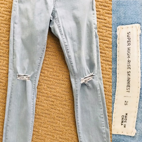 PACSUN Los Angeles SUPER HIGH-Rise SKINNIEST Envejecido Lavado Ligero JEANS 25 - Imagen 9 de 10