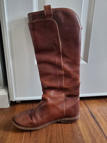 Stivali Frye Paige alti marroni equitazione pelle 77535 donna taglia 5,5 B made in Mexico - Foto 4 di 19