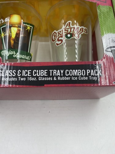 A Christmas Story Glass and Ice Cube Tray Combo Pack 2 16oz. Glasses Rubber Tray - Picture 7 of 11