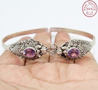 Solid 925 Sterling Silver African Amethyst Jewelry Bracelet 7.5 Ad704 Solid 925 Sterling Silver African Amethyst Jewelry Bracelet 7.5 Ad704