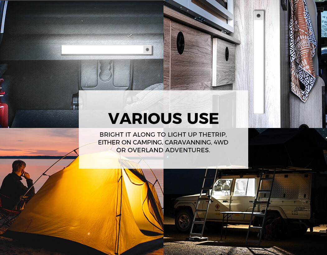 LED Strip Bar Camping Light Aluminium 40cm USB Rechargeable