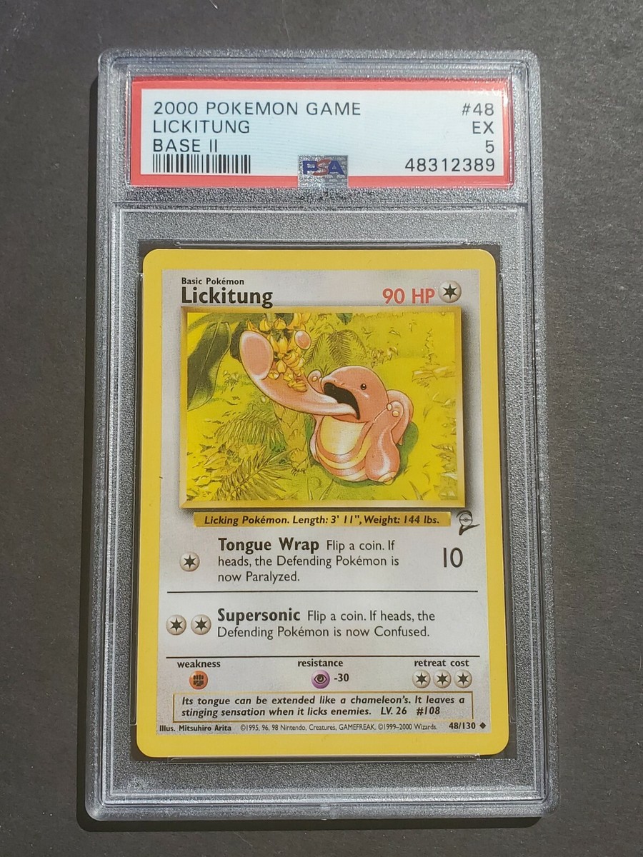 Pokemon PSA 5 LICKITUNG 48/130 - BASE SET 2 - UNCOMMON NON HOLO