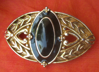 BROCHE doré strass OVALE NEUVE Goldtone Brooch pin 4,1cm