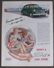 Vintage 1945 Color Print Ad THERE'S A FORD IN YOUR FUTURE Ford Motor Company