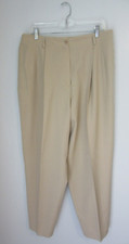 LIZ CLAIBORNE Beige Pleated Wool 16 Belt Loops Pockets Slacks JE