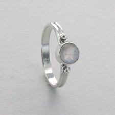 Oval Rainbow MOONSTONE Ring with 2 CZs Multiple Sizes 925 STERLING SILVER 31e