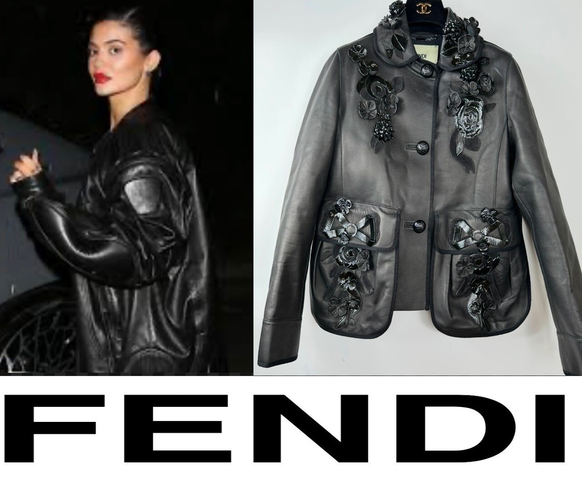 6K Fendi 2019 Black Faux Leather 3D Flower Jacket 36 38 40 0 6K Fendi 2019 Black Faux Leather 3D Flower Jacket 36 38 40 0
