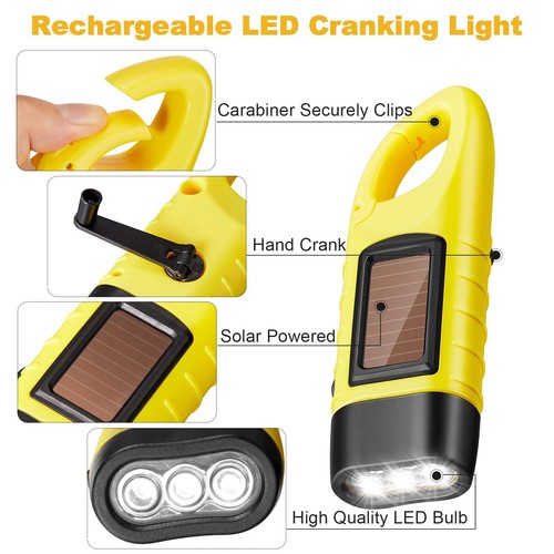 4 Pack Hand Crank Solar Flashlights LED Emergency Self-Powered for Outdoors - Picture 4 of 5