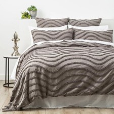 Boho Style Gray Duvet Cover Set   Tufted 3 PCs Soft and Elegant Bed Decor Set