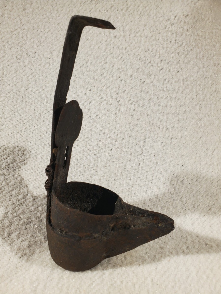 Antique 18th Century Wrought Iron CRUSIE Betty Grease Whale Oil