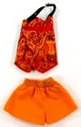Barbie Vtg Short Set Orange Flair Shorts & Orange Paisley Halter Top