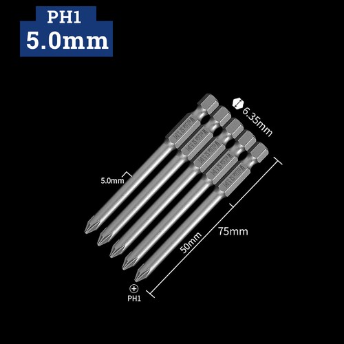 Magnetic Phillips Screwdriver Bits Set PH00 PH0 PH1 PH2 1/4" Hex Shank Drive - Picture 22 of 37