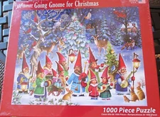 1,000 Piece Puzzle "Going Gnome For Christmas" 30" x 24" Vermont Christmas Co.