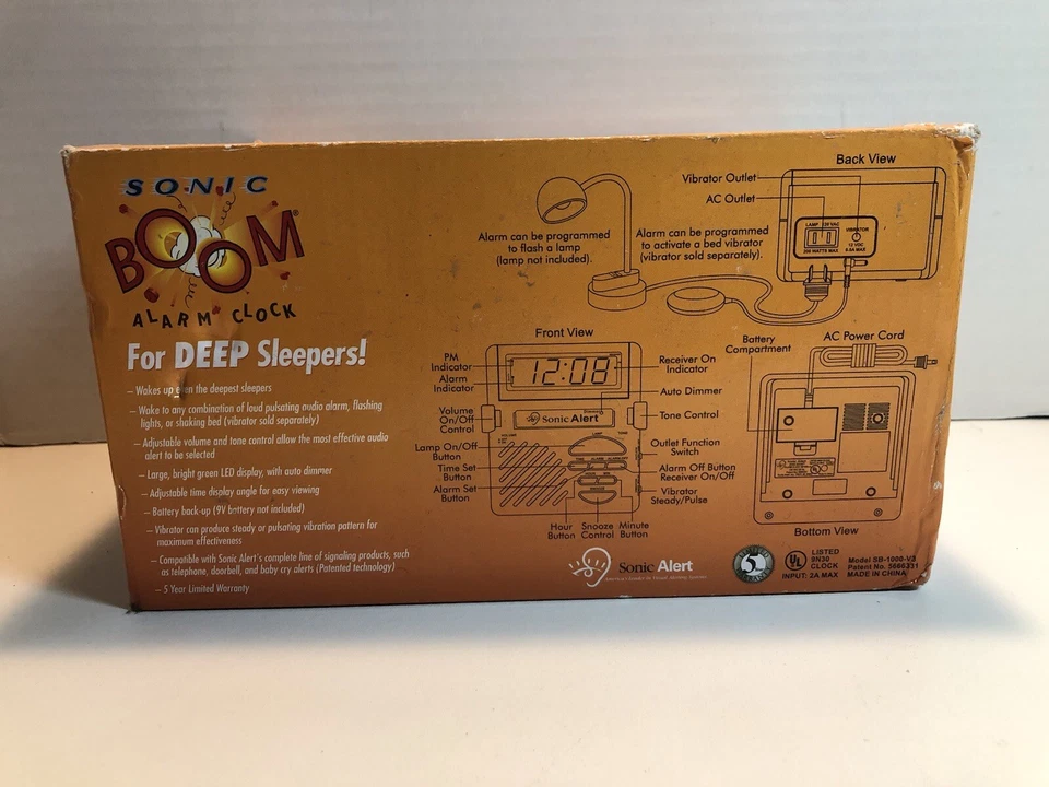 Sonic Alert SB-1000 V3 Sonic Boom Combination Alarm Clock With Super Shaker - Image 3 of 4