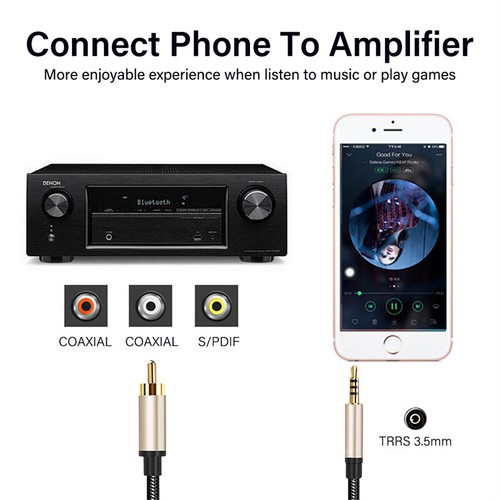 RCA to 3.5mm Cable Digital Audio Video Coaxial Line Receiver Speakers Projector - Afbeelding 3 van 14