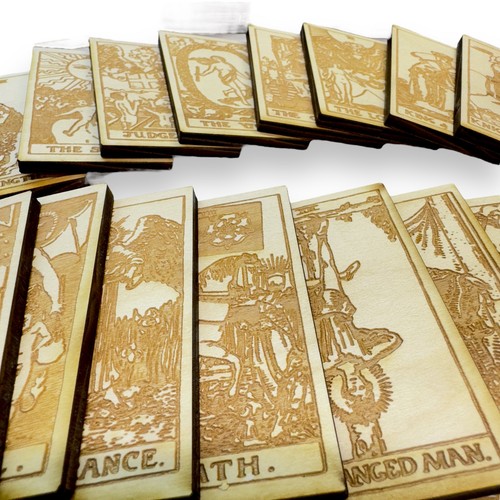 Tarot Deck Wood Cards - Set of 78 - Raw Wood 2x3in each - Picture 4 of 5