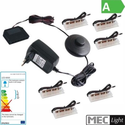 1-6x LED-CLIPS als Glaskantenbeleuchtung + Trafo + Schalter warm-weiß 3000k