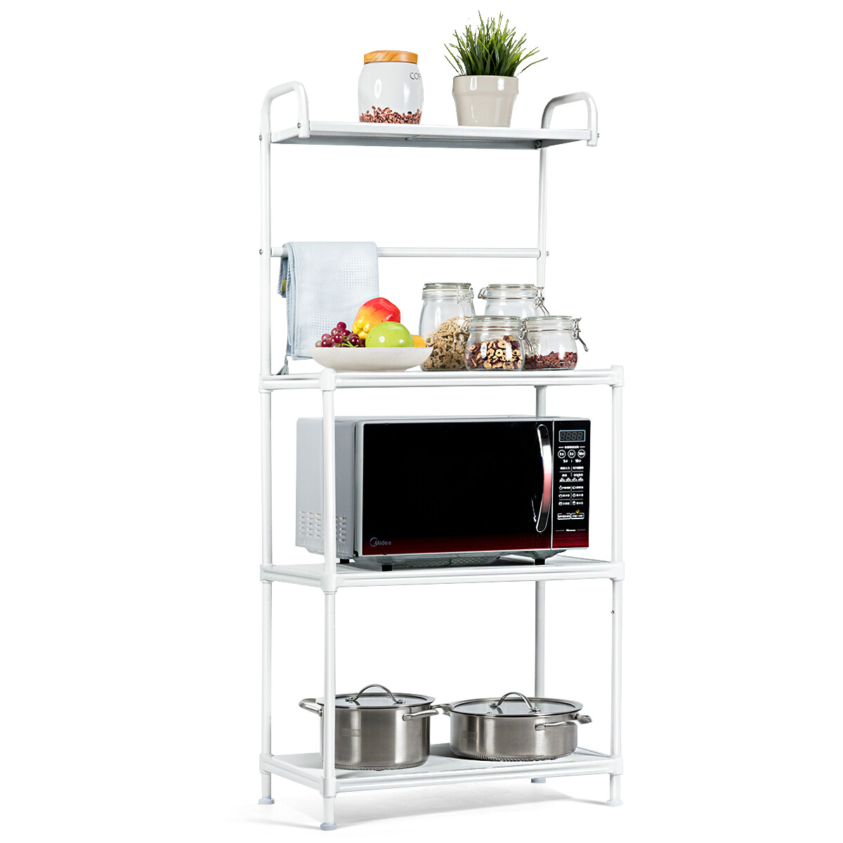 Küchenregal 4 Stufig Für Mikrowelle Mikrowellenregal Standregal 60x34,5x136cm