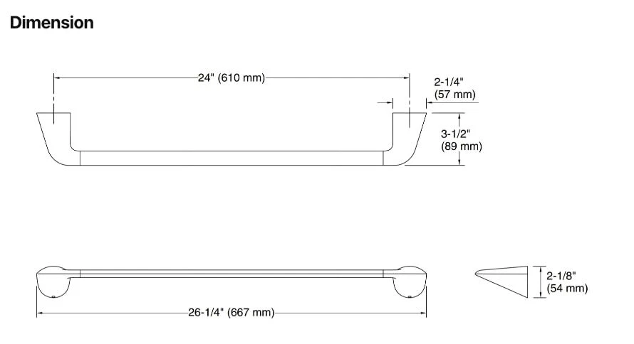 Полотенцесушитель Kohler Avail матовый черный 24 дюйма - простота установки, металл премиум-класса - Изображение 2 из 2