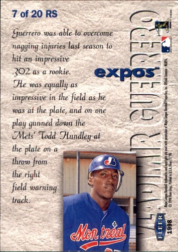 Vladimir Guerrero ⚾ Collection MLB AU CHOIX 1996 - 1999 EXPOSITIONS DE MONTRÉAL ⚾ SÉNATEUR - Photo 99 sur 203