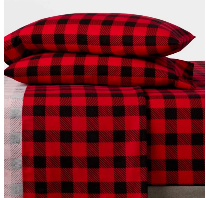 Wondershop Target flannel sheet set Buffalo plaid red black Full