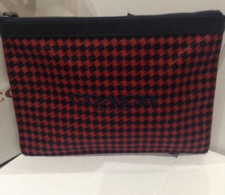 Coach Universal Pouch Case In Red Houndstooth Nylon W