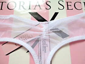 VICTORIA'S SECRET DREAM ANGELS Thong Panty VS White Embroidered Lace Mesh S M