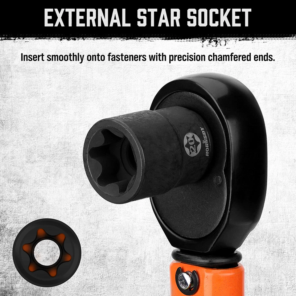 13PC Female E Torx Star Socket Set External E4-E20 Torque 3/8" 1/4" Swivel  Rail - Image 3 of 4