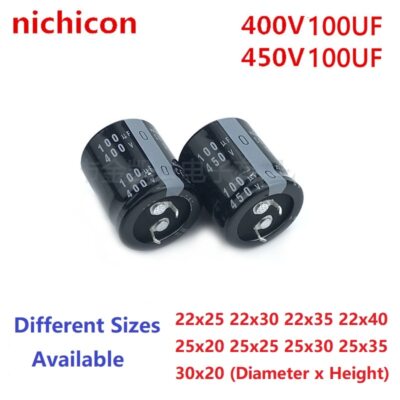 2Pcs Nichicon 100uF 400V 100uF 450V 400v100uF 450V100uF Snap-in PSU Capacitor