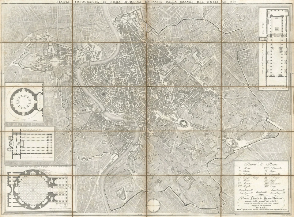 Antique Map "Pianta Topografica Di Roma" (Rome -Italy) Venanzio Monaldini, 1832 - Image 3 of 4