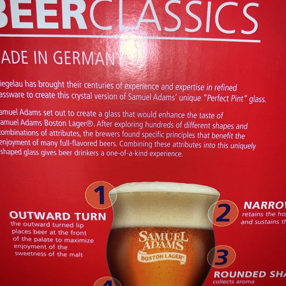 Nuevo Juego de 4 vasos de cerveza de pinta de Boston Lager de cuatro Samuel Adams Foto 3 de 3