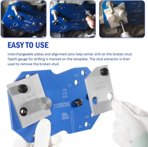 Plantilla de taladro colector 68500 para motores Ford 2V 3V Triton (4,6L, 5,4L y 6,8L) - Imagen 4 de 15