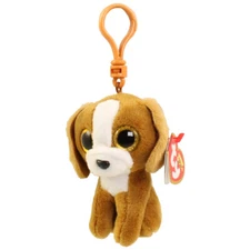 TY Beanie Boos - TALA the Brown Dog (Glitter Eyes) (Plastic Key Clip) - MWMTs