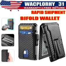 Men Wallet Card Holder Money Clip RFID Bifold Pop Up Slim Minimalist Wallet A+