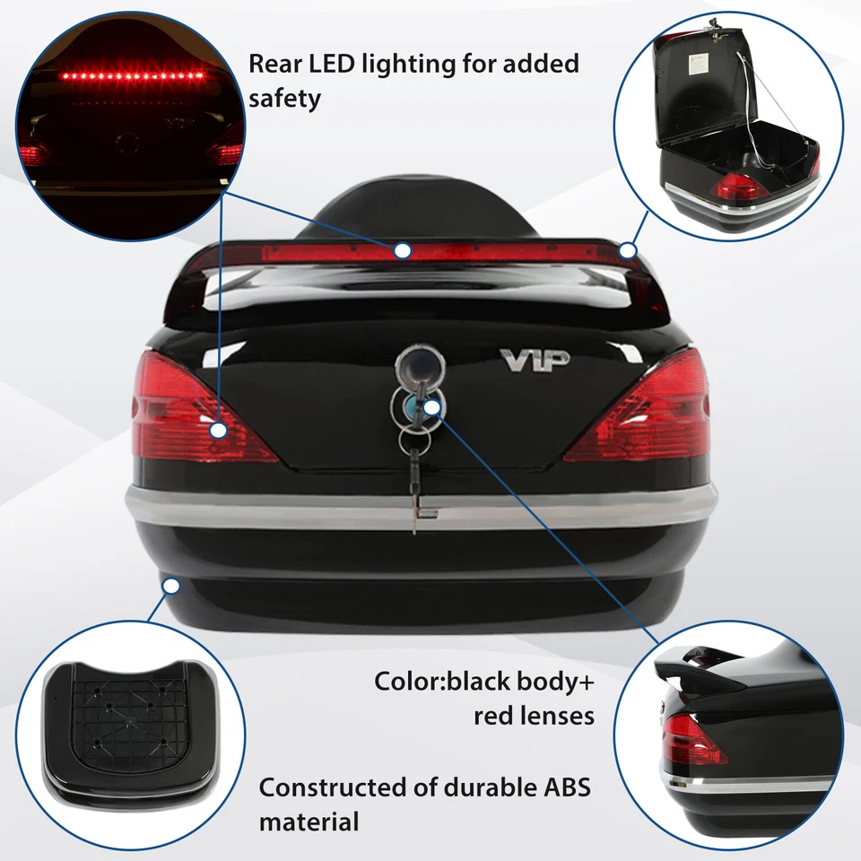 VIP Style Universal Motorcycle Trunk Tail Box Luggage Trunk w/ Light For Honda - Image 4 of 4