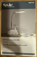 Style Selections 2917137 LED Desk Lamp USB White Finish NEW