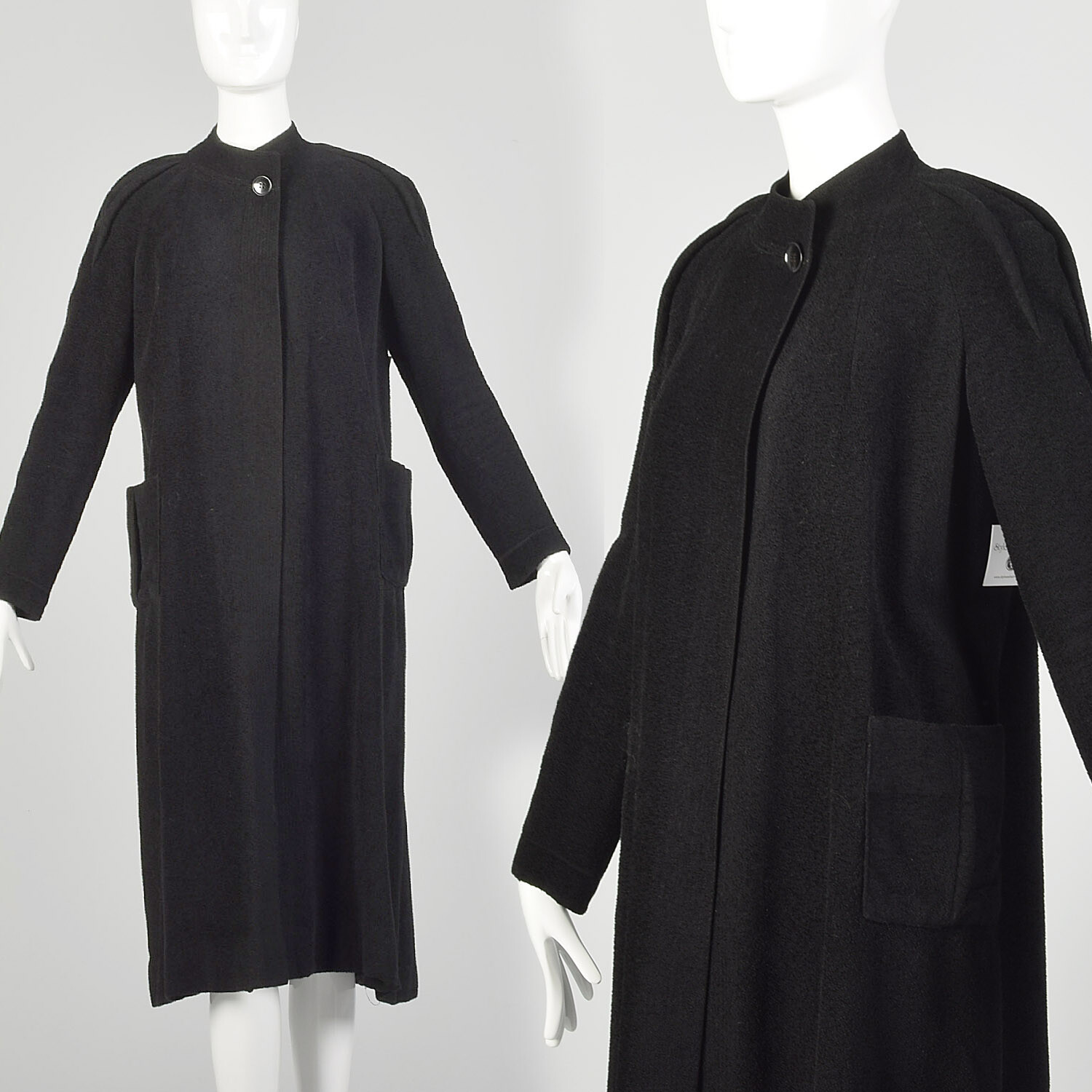 Medium 1930s Swing Coat Soft Black Patch Pockets … - image 1