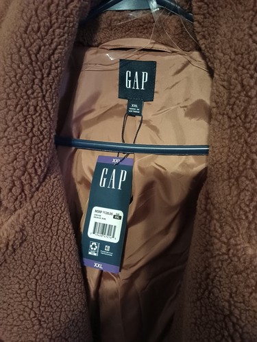 Gap Sherpa Teddy Bear Jacket Women’s XXL Brown Cozy Fall Mob Wife NEW $128 - Picture 2 of 12