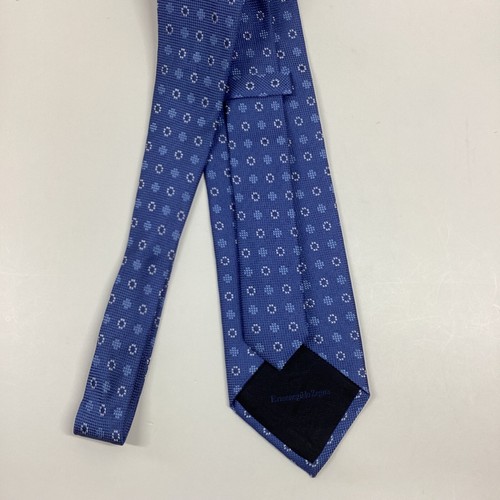 Ermenegildo Zegna Krawatte 100 % Seide blau weiß geometrische Kreise ~ 3,75 Zoll - Bild 3 von 12