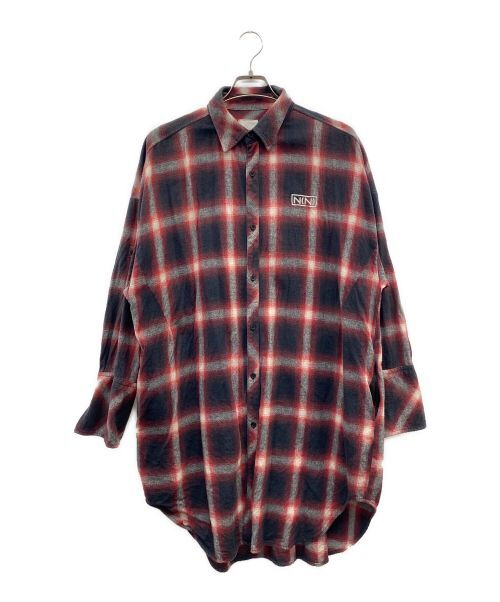 Number (N)Ine Super Big Silhouette Ombre Check Long Overshirt Size M