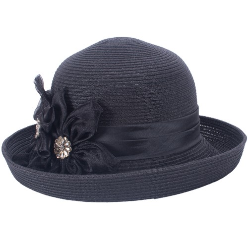 Upturned Brim Womens Floral Straw Church Wedding Bridal Summer Sun Hat T424 - Picture 12 of 34