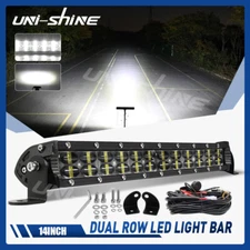 6D 300W Dual Row 14INCH LED Light Bar Driving Offroad Flood Spot Beam UTV Truck