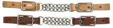 Western Horse Leather Double Curb Chain Strap Attach to the bit on the bridle