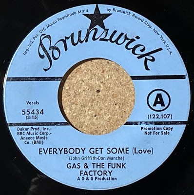 Gas & The Funk Factory-Everybody Get Some 1970 Brunswick promo 45 Psych Soul EX