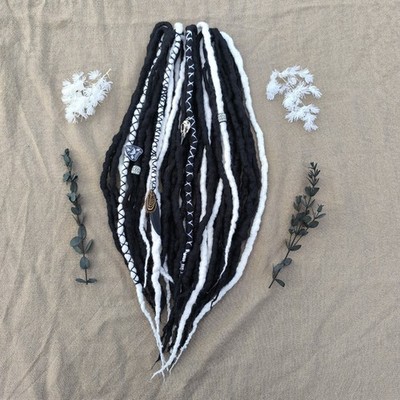 Dreadlocks Wolldreads Merino Wolle Dreads Mystic Gothic 20 DE Handmade 45cm NEU