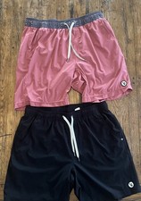  2 Pair Vuori Kore Black and Pink Shorts 5  Inseam Performance Athletic Large