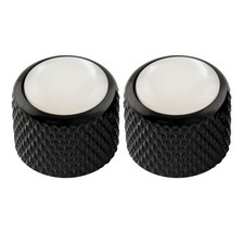 Musiclily Pro 2Pcs Black Inch Steel Dome Top Push On Knobs 19*16.5mm Guitar Pots