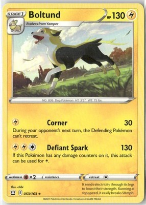 Boltund 053/163 Rare Battle Styles Pokemon Near Mint