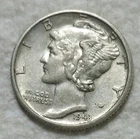 1943 D Mercury Silver Dime. Estimated Almost Uncirculated - 55 A1372.