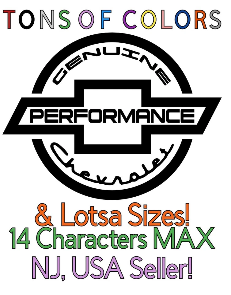 Calcomanía de vinilo troquelada genuina personalizada Chevrolet pajarita ¡con tus letras! Foto 3 de 4